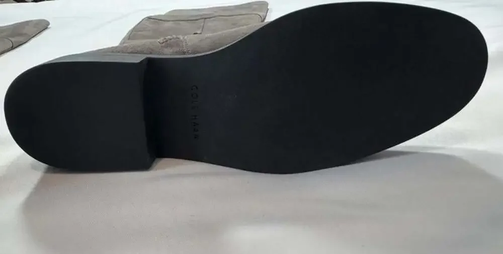 Cole Haan Gray Suede Over Knee Riding Boots Women Zipper Buckle Size 7.5